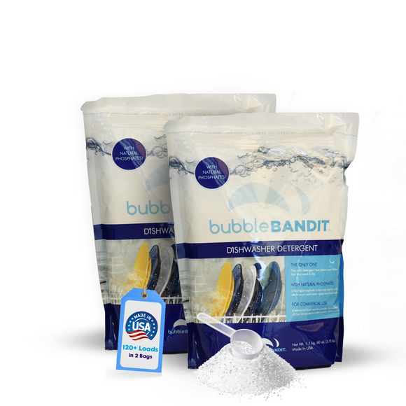 2 Pack (7.5 lbs.) Bubble Bandit Dishwasher Detergent With Natural Phosphate