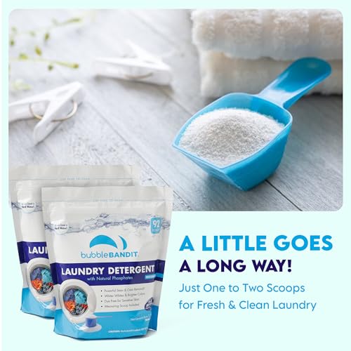 Two Bags (46 oz  per bag) Bubble Bandit High-Performance Laundry Detergent, in Convenient Resealable Bags – Fresh Clean Scent – Safe for All Fabrics and Septic Systems