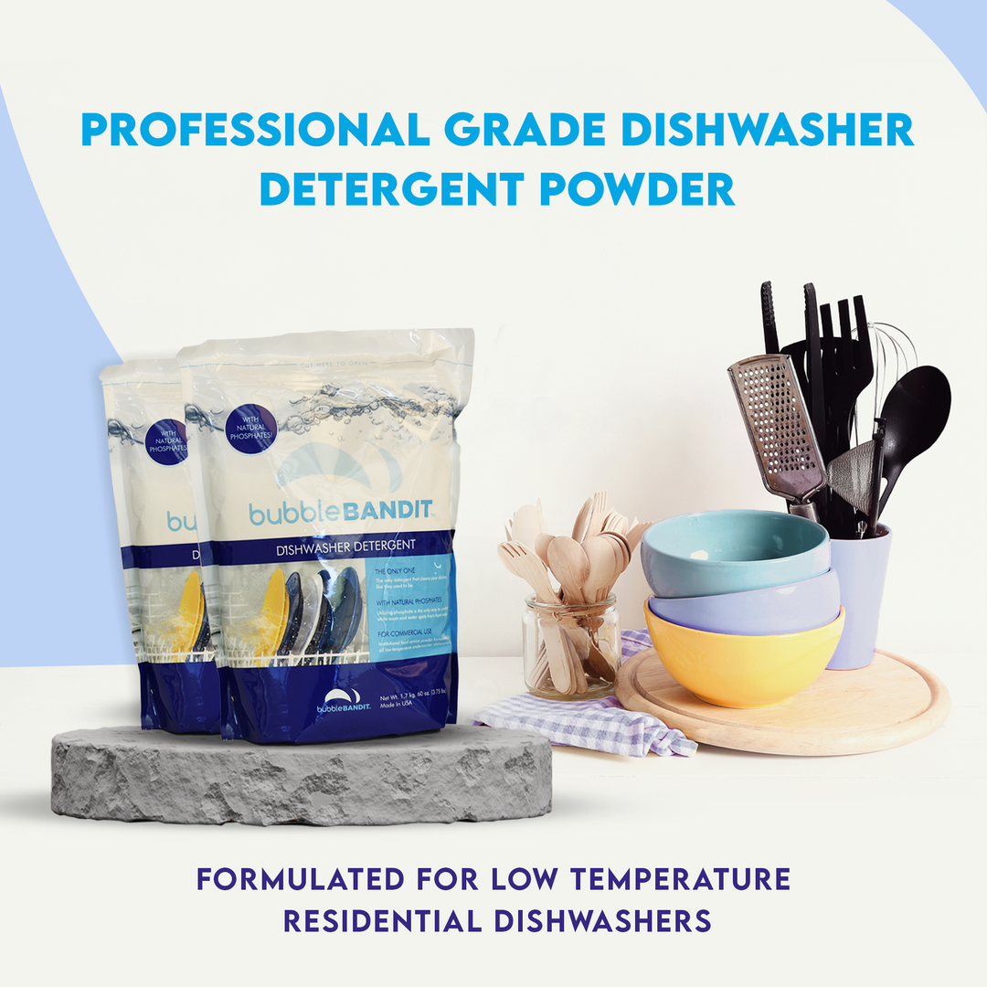 Two Pack (3.75 lbs Per bag) Bubble Bandit Dishwasher Detergent for Spotless Dishes and Glassware in Hard Water
