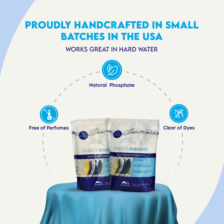 Two Pack (3.75 lbs Per bag) Bubble Bandit Dishwasher Detergent for Spotless Dishes and Glassware in Hard Water