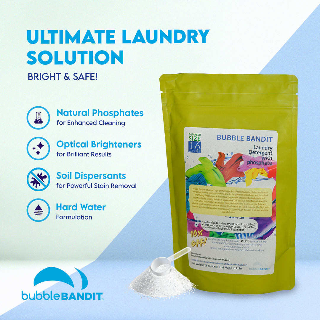Travel Size “Sample” Bag (16 oz.) Bubble Bandit High-Performance Laundry Detergent – Fresh Clean Scent – Safe for All Fabrics, Greywater & Septic Systems