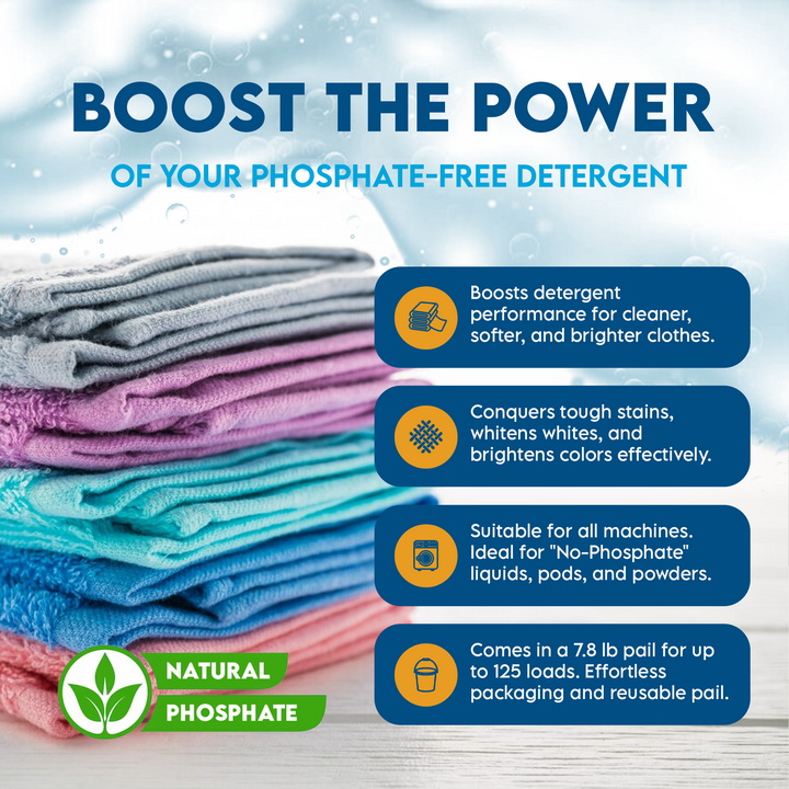 BIG BOOST Laundry Booster and Brightener -  for use with All Phosphate-Free Laundry Detergents - 7.8 lb. pail