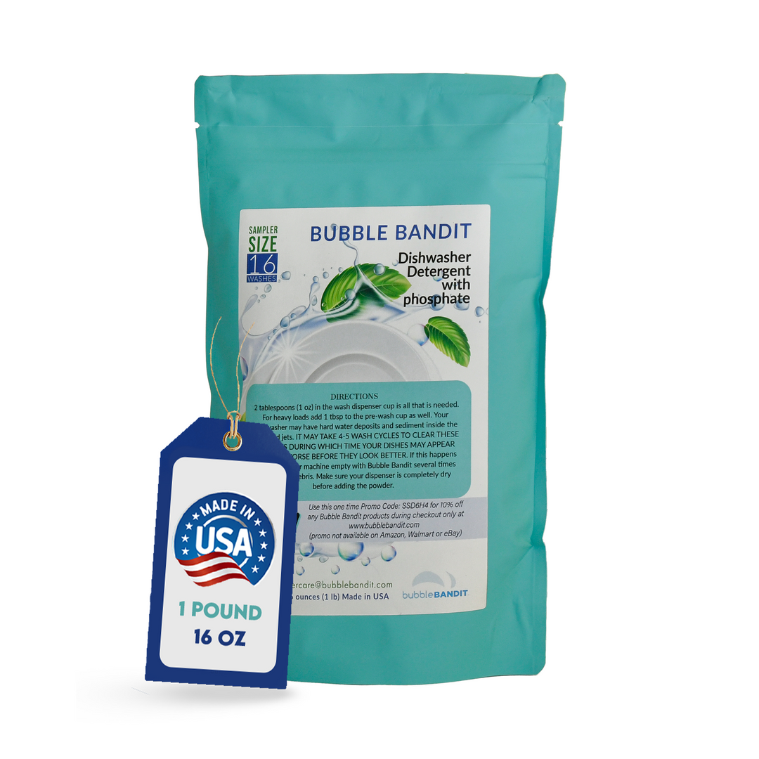 Travel Size “Sample” Bag (16 oz.) Bubble Bandit Dishwasher Detergent for Spotless Dishes and Glassware in Hard Water